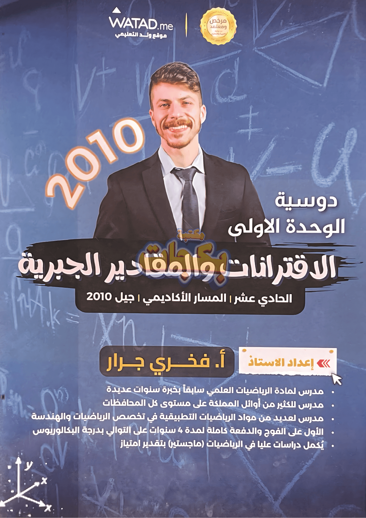 دوسية - رياضيات - الاستاذ فخري جرار - الوحدة الأولى - جيل 2010 - اكاديمي